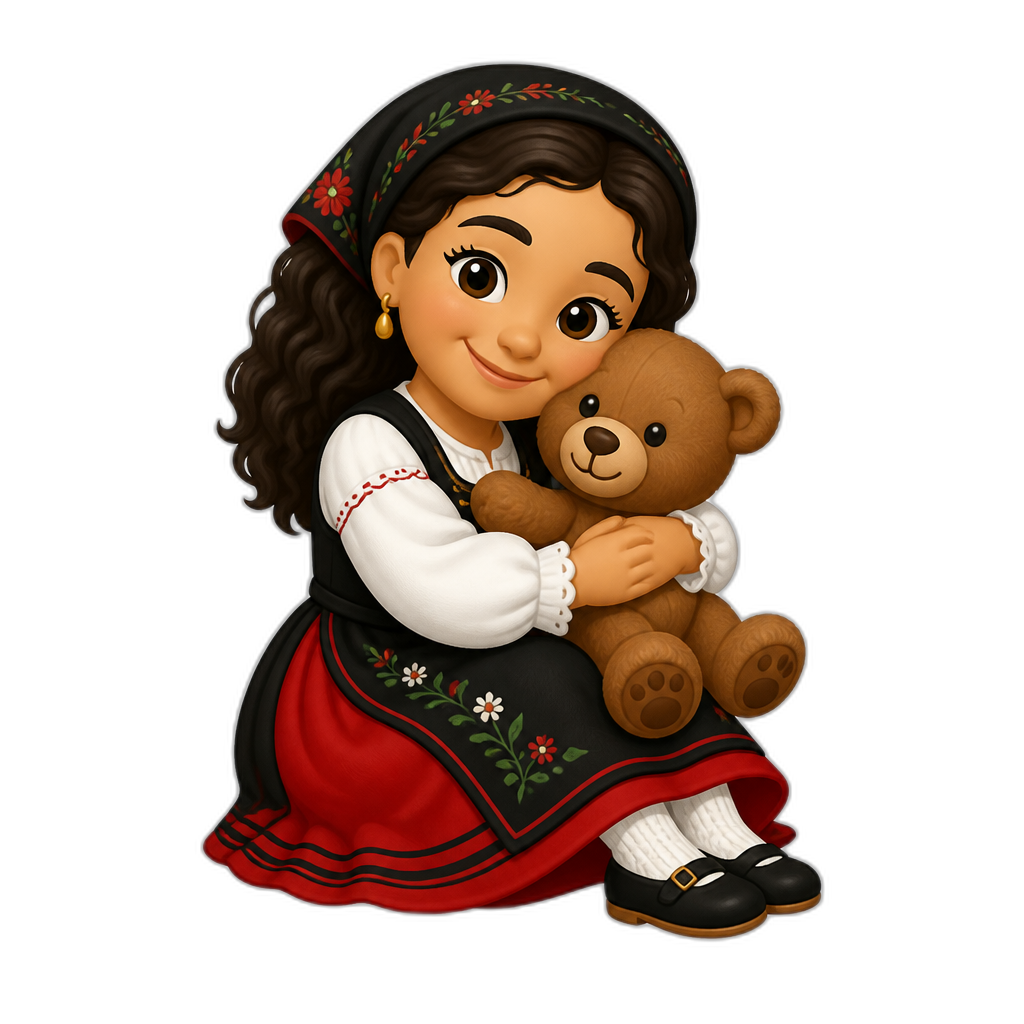 Create a any posing girl Teddy bear who is a stereotypical Azorean. any fur color - AI generated emoji