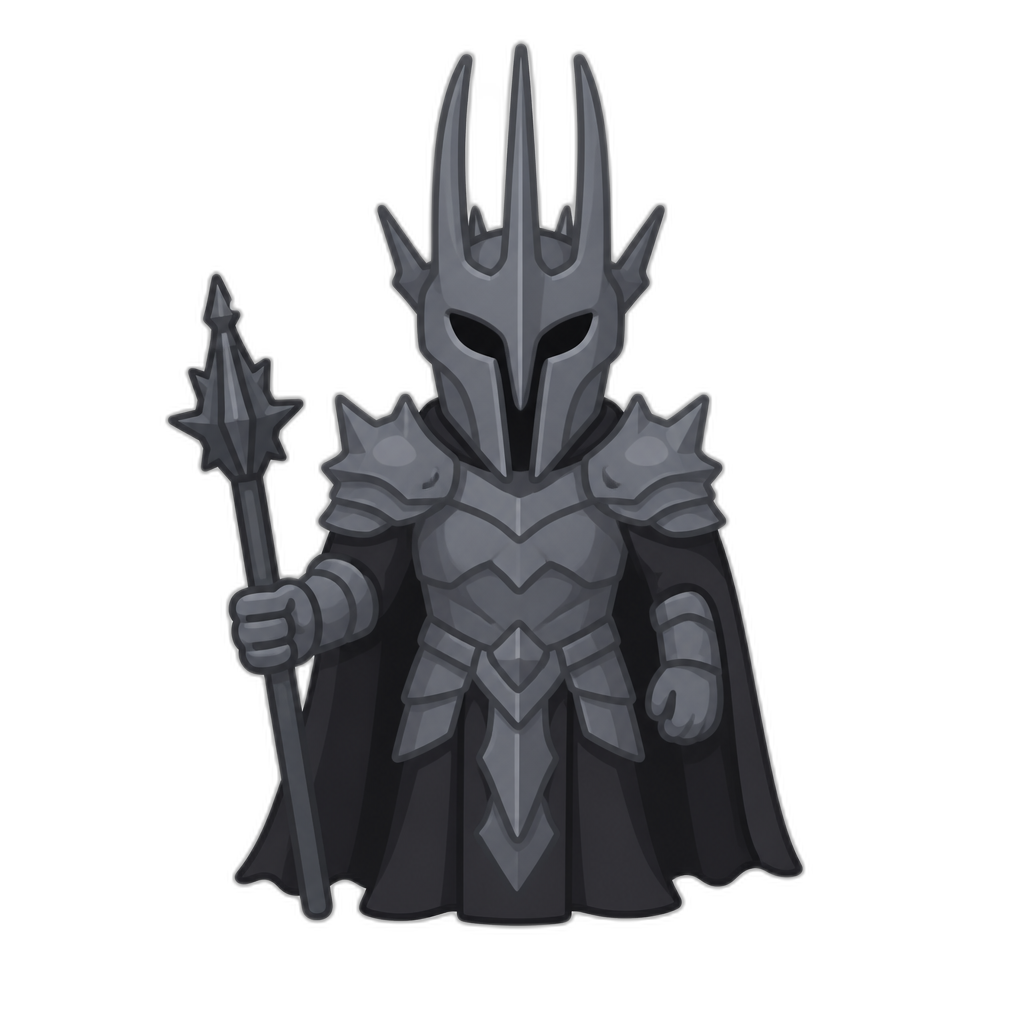 grey armored Morgoth, flat thick style - AI generated emoji