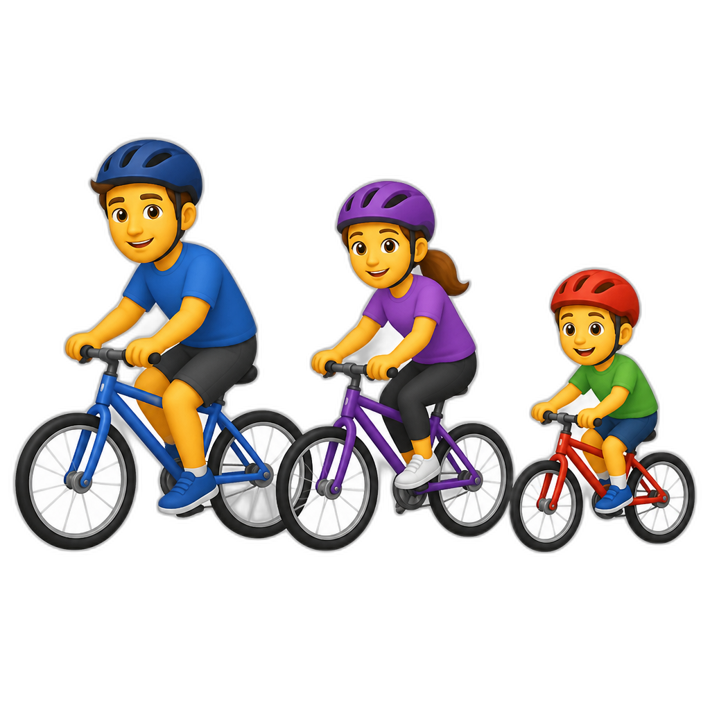 dad, mom and son riding bicycles - AI generated emoji
