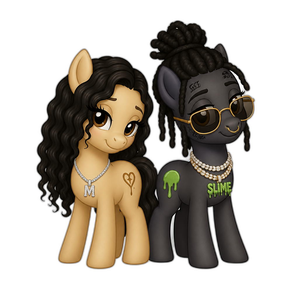 Mariah The Scientist and Young Thug in My Little Pony - AI generated emoji