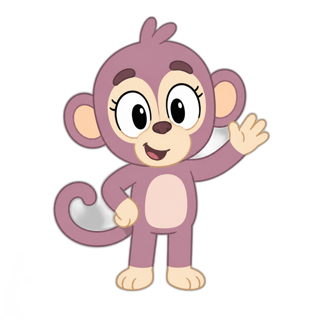 Bluey OC, named Marcey, young female monkey, mauve color fur - AI generated emoji