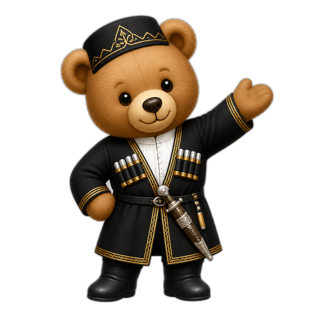 Create a any posing Teddy bear who is a Adjarian. any fur color - AI generated emoji