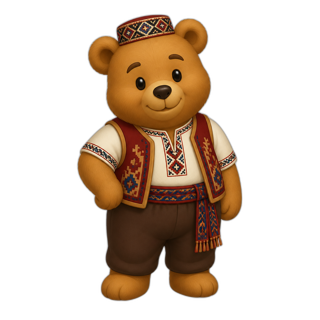 stereotypical Armenia anthro Teddy Bear, full body. winnie the pooh styled, different fur color - AI generated emoji
