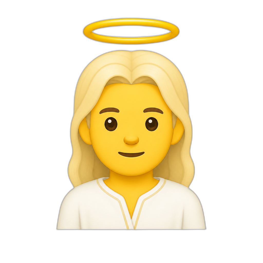 Gender-neutral High Elf with halo over head; flat Noto Emoji style, minimal. No pointy ears - AI generated emoji