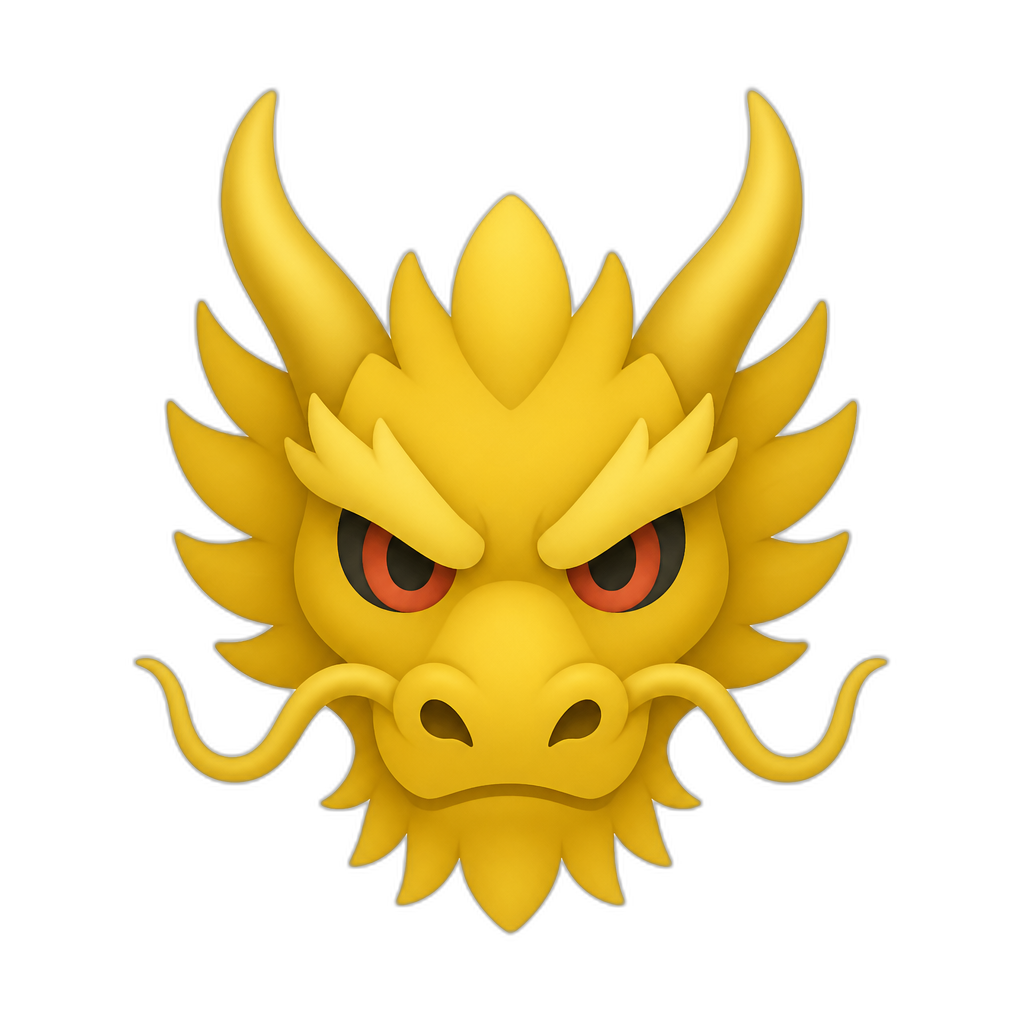 golden dragon head, evil eyes, flat thick minimal - AI generated emoji