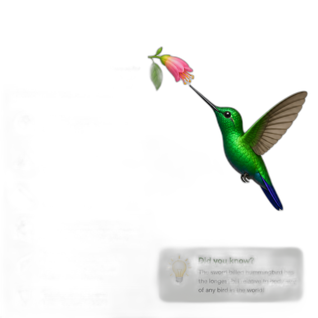 Info page about the sword billed hummingbird - AI generated emoji