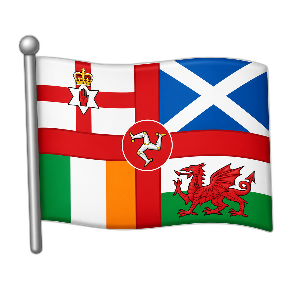 England, Northen Ireland, ireland, Isle of Man, Scotland, and Wales all combined into one flag - AI generated emoji