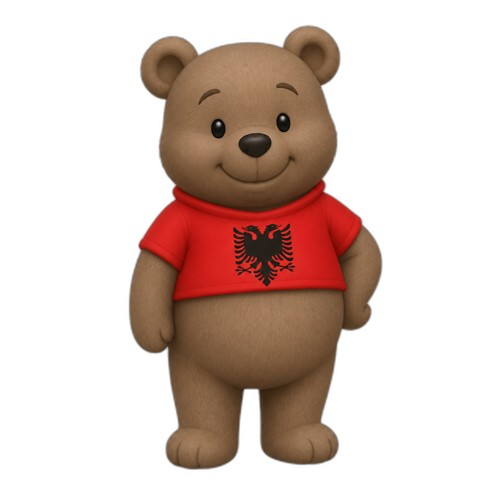 Albania Anthro Teddy Bear, full body. Winnie the pooh styled, different fur color - AI generated emoji