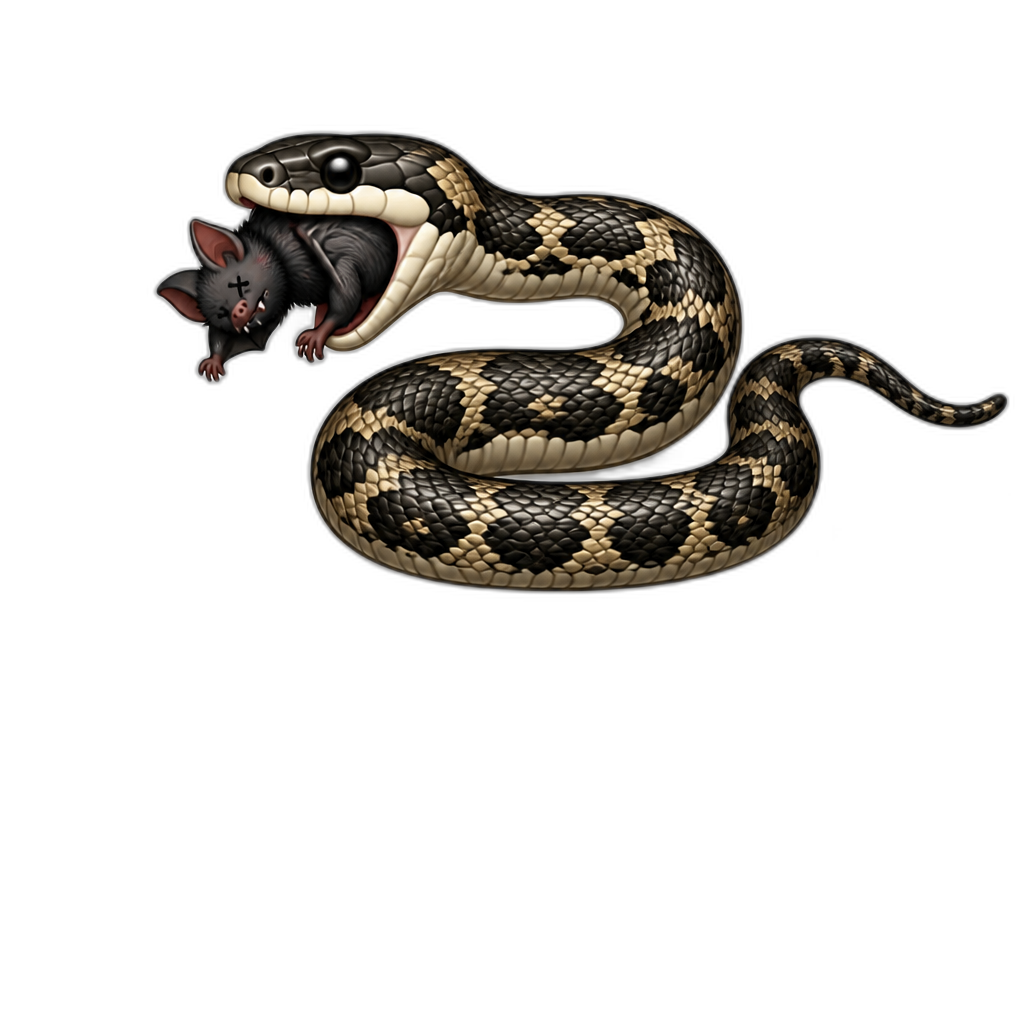 Rat snake eating 13 vampire bats - AI generated emoji