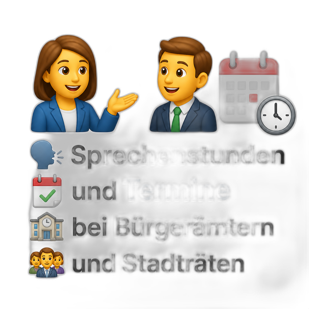 flexible Sprechenstunden und Termine bei Bürgerämtern und Stadträten - AI generated emoji