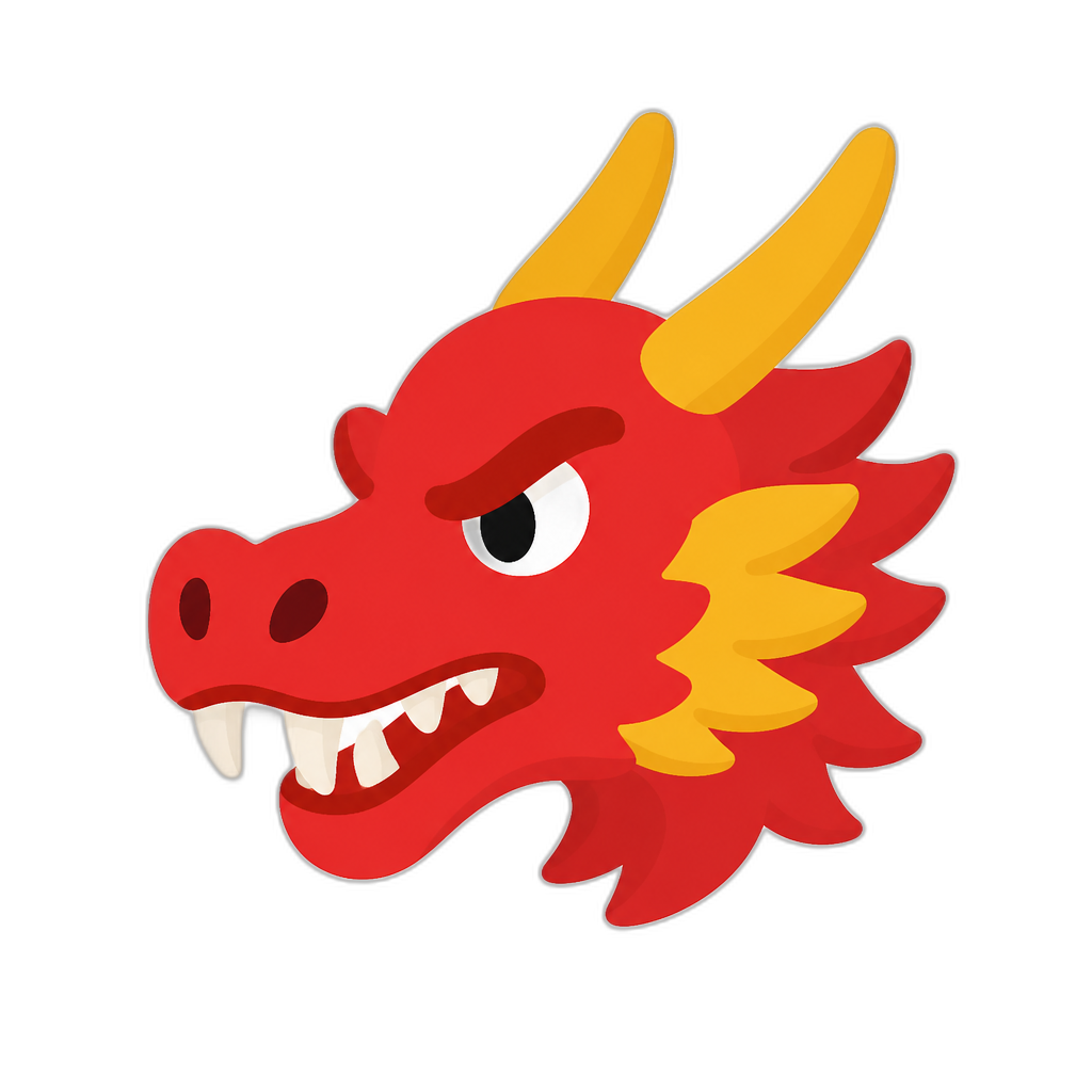 red dragon head, flat thick minimal style - AI generated emoji