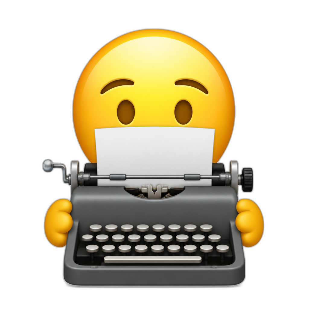 Yellow face behind typewriter - AI generated emoji