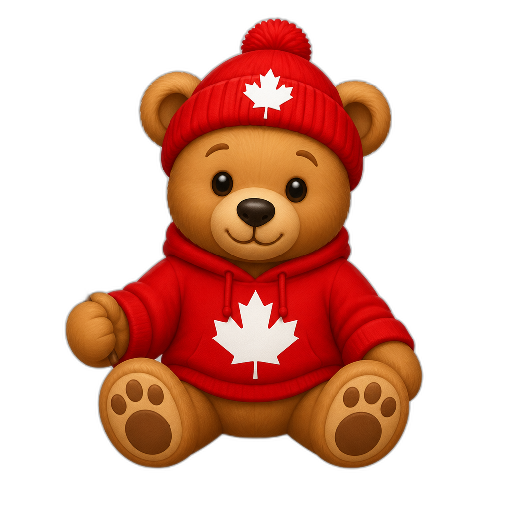 Create a Teddy bear who is a Canadian - AI generated emoji