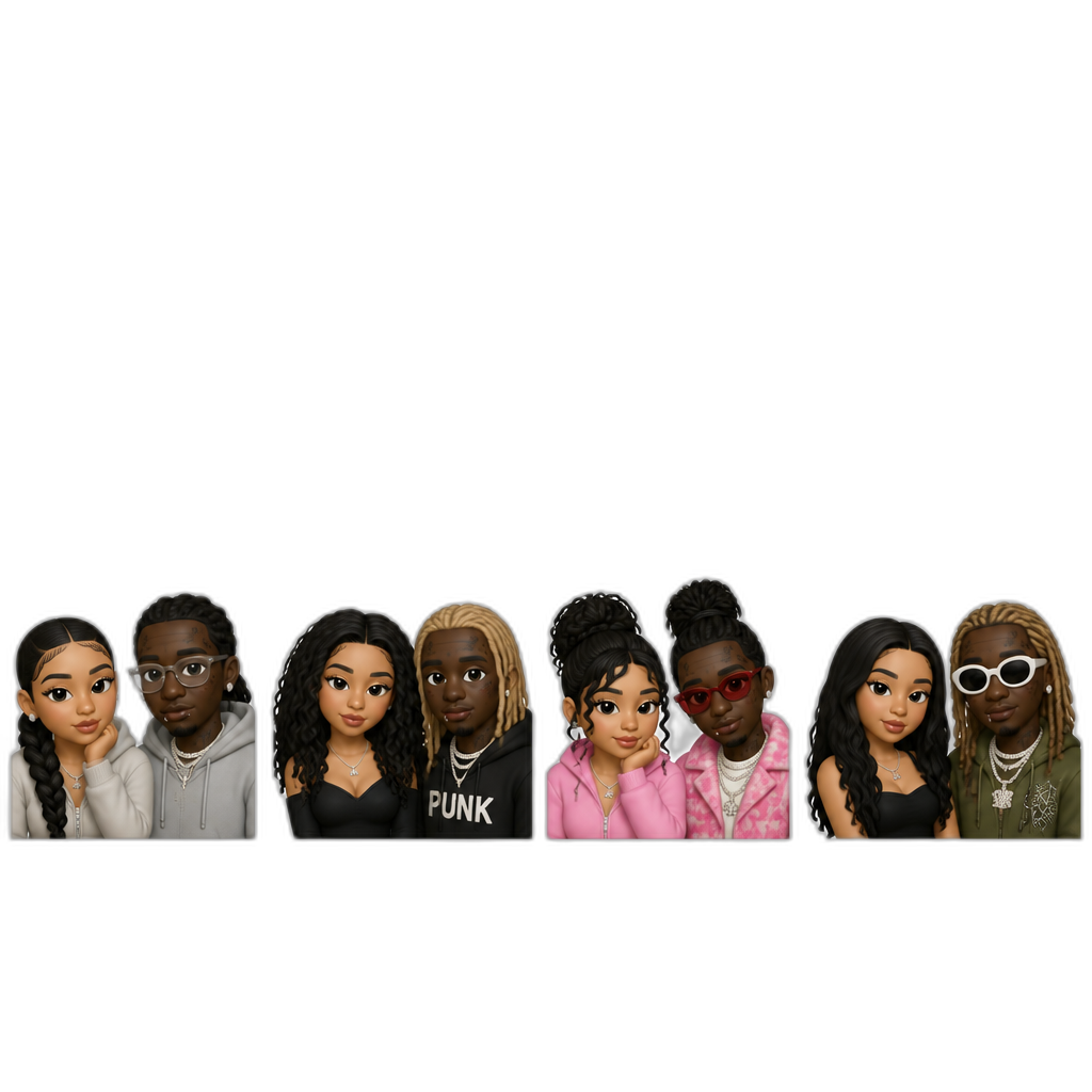 10 pics of Mariah The Scientist and Young Thug (in different outfits and hairstyles) - AI generated emoji