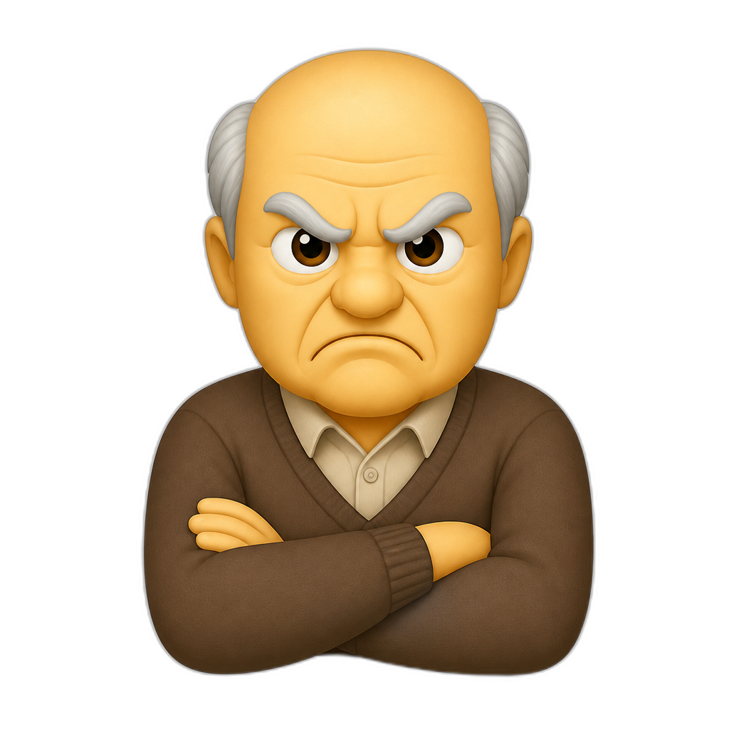 angry old man scowling with arms folded across chest. - AI generated emoji