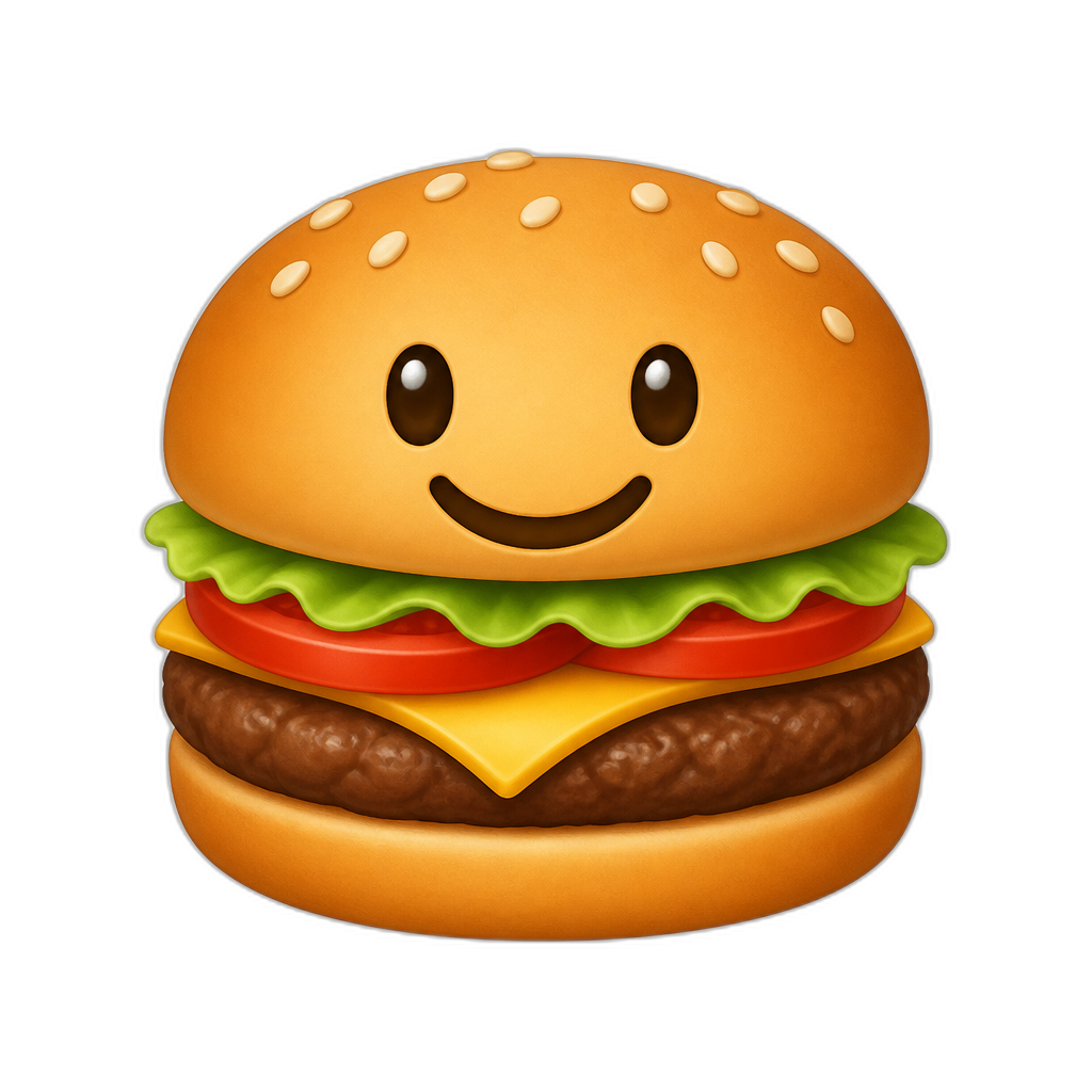 burger with a smile - AI generated emoji