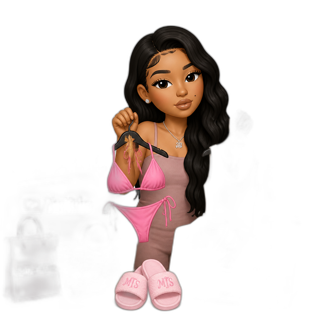 Mariah The Scientist doing a try on haul video for YouTube, summer vibes, summer, swimwear, casual, pajamas - AI generated emoji