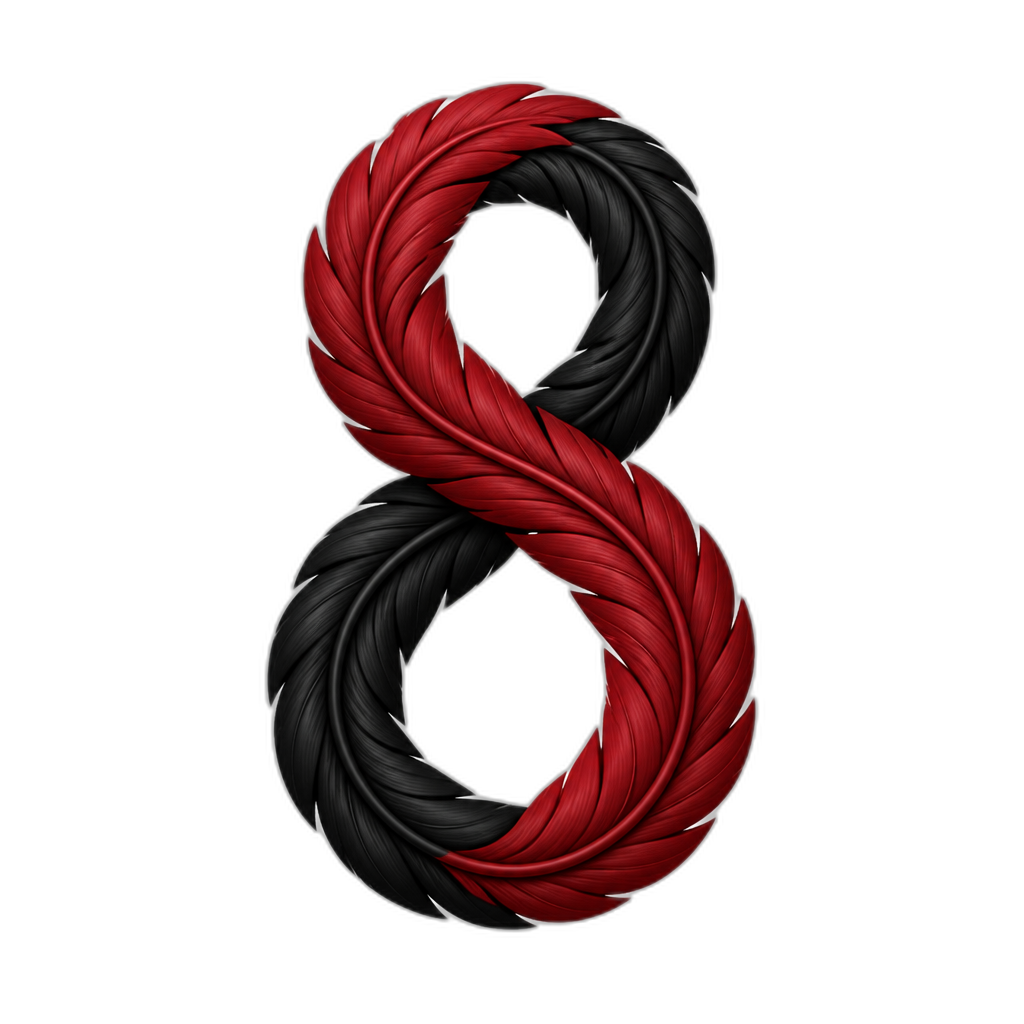 '8' in feather design, Blood red and black - AI generated emoji