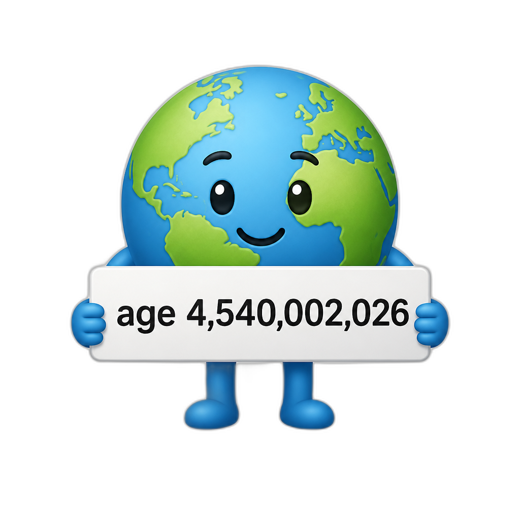 Earth holding sign age  4,540,002,026 - AI generated emoji