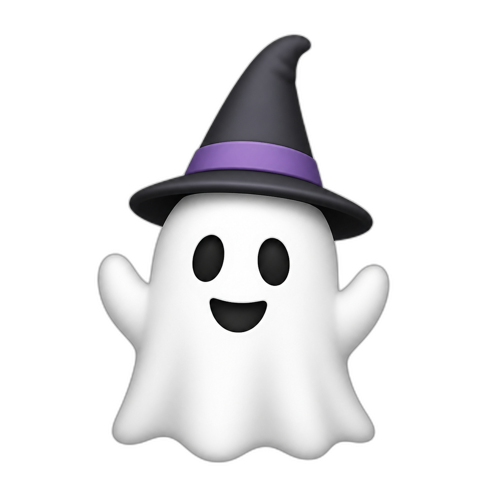 a white ghost with a pointy hat - AI generated emoji
