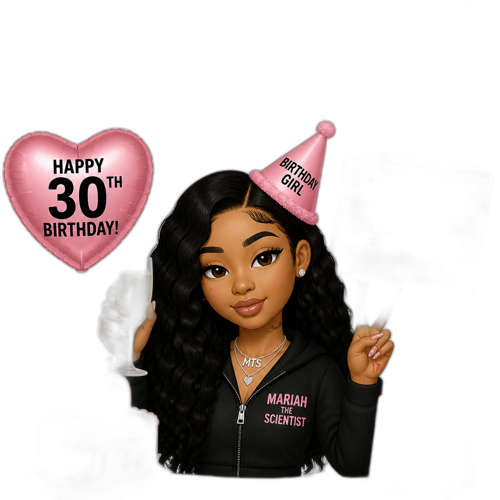 Mariah The Scientist celebrating National Mariah The Scientist Day, on her 30th birthday (10/27/2027) - AI generated emoji