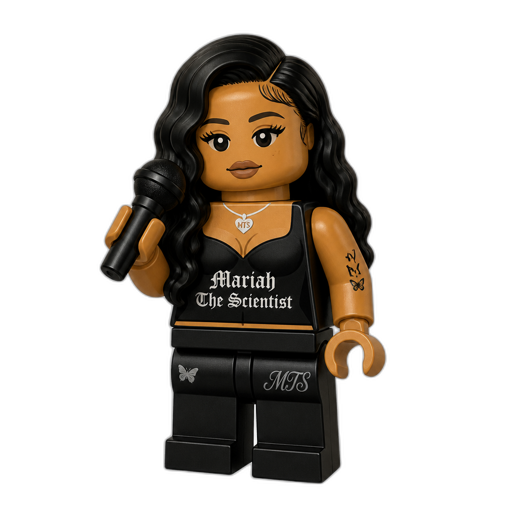 Mariah The Scientist Lego with a microphone - AI generated emoji