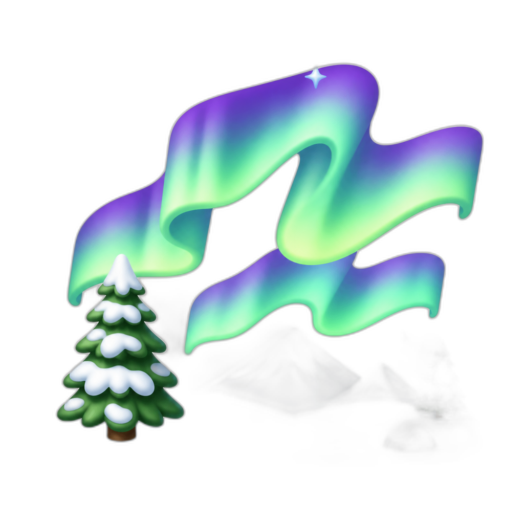 norther lights in a simple snowy landscape - AI generated emoji