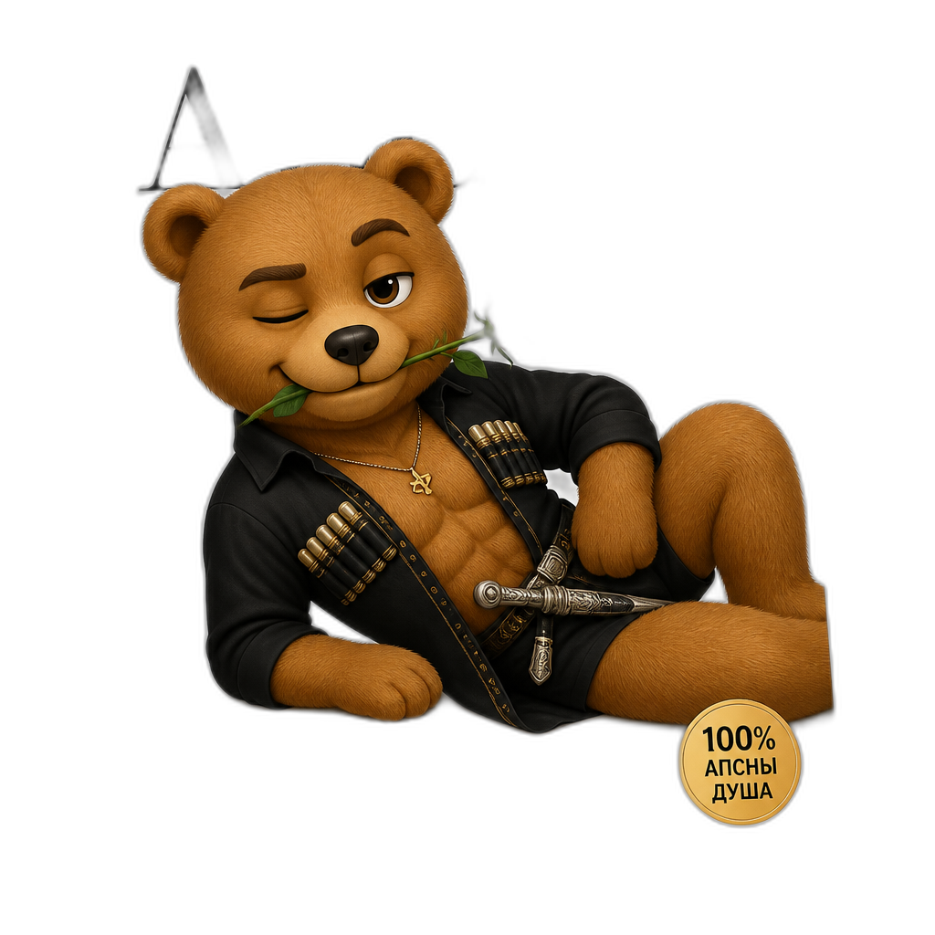 Create a Teddy bear who is a flirty chaud Abkhazian on the magazine. any fur color - AI generated emoji