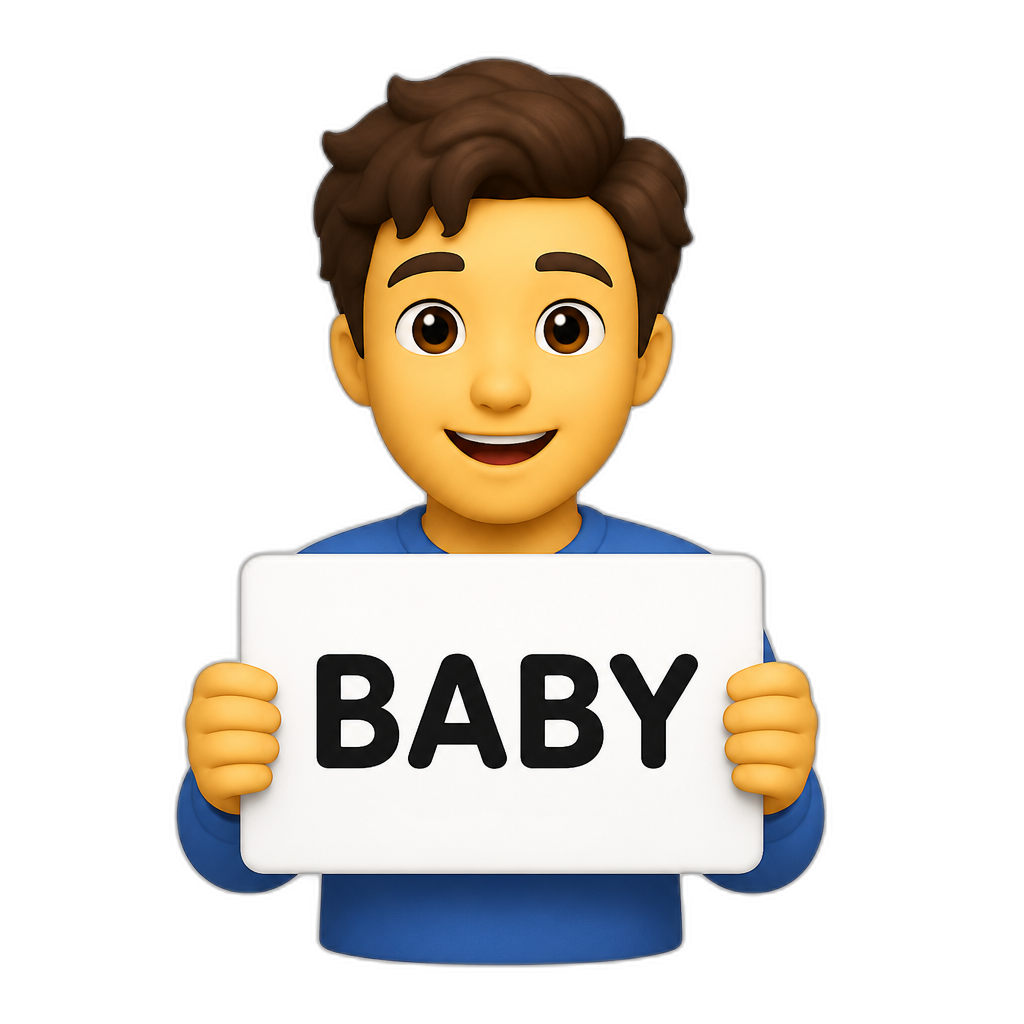 guy holding a sign that says BABY - AI generated emoji
