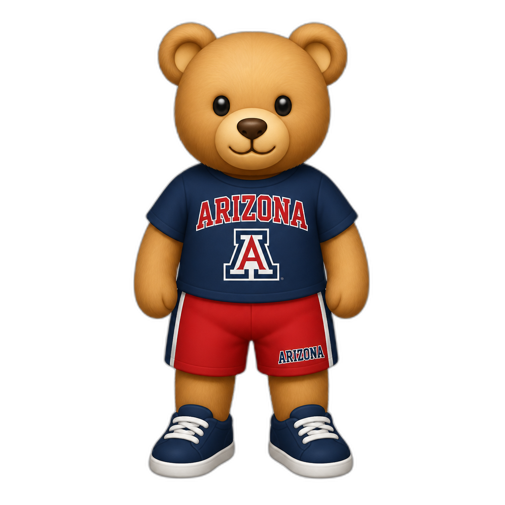 Create a standing Teddy bear who is a Arizona. FULL body - AI generated emoji