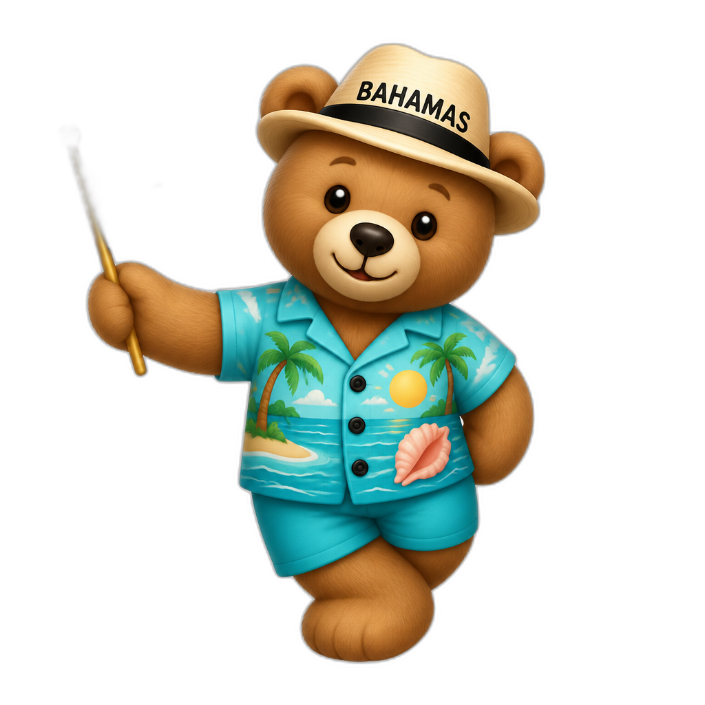 Create a any posing Teddy bear who is a stereotypical The Bahamas. any fur color - AI generated emoji