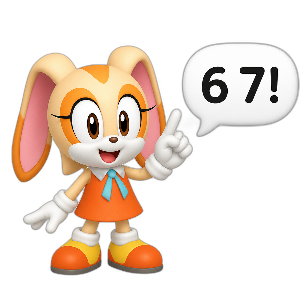 Cream the Rabbit says "6 7!" - AI generated emoji