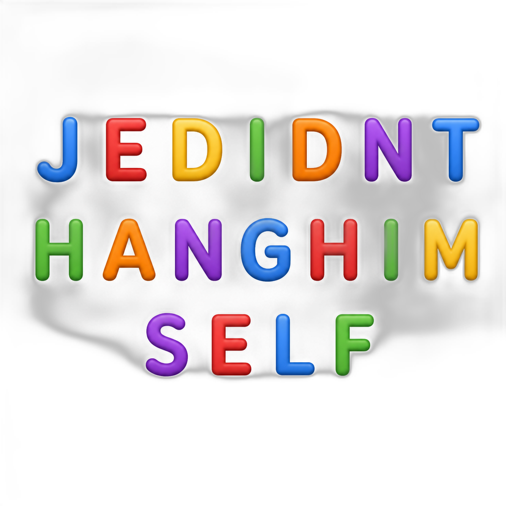 the letters "J" "E" "D" 'I" "D" "N" "T" "H'' "A" "N" "G" "H""I" "M" "S" "E" "L" "F' - AI generated emoji