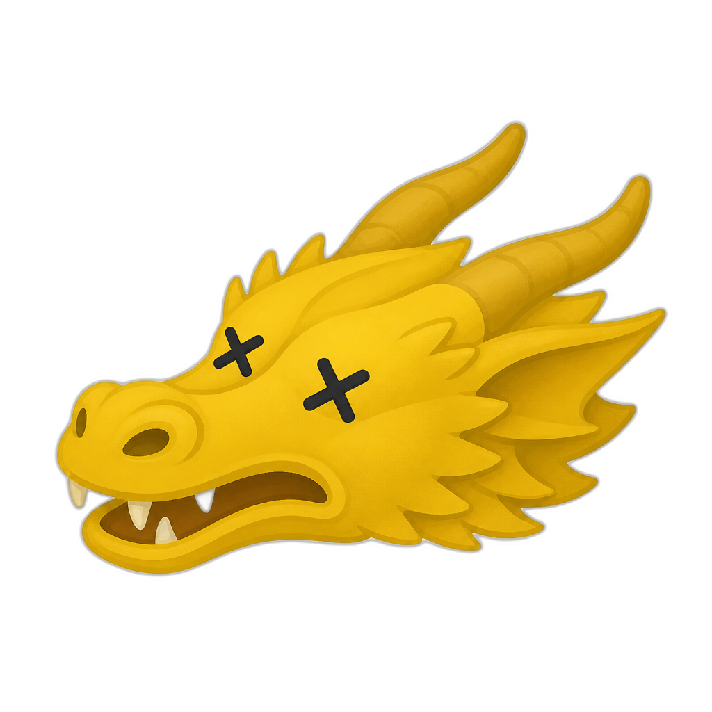 dead western-style golden dragon head. Flat Noto emoji minimal style - AI generated emoji