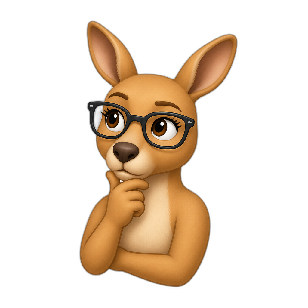Thinking Female kangaroo with glasses - AI generated emoji