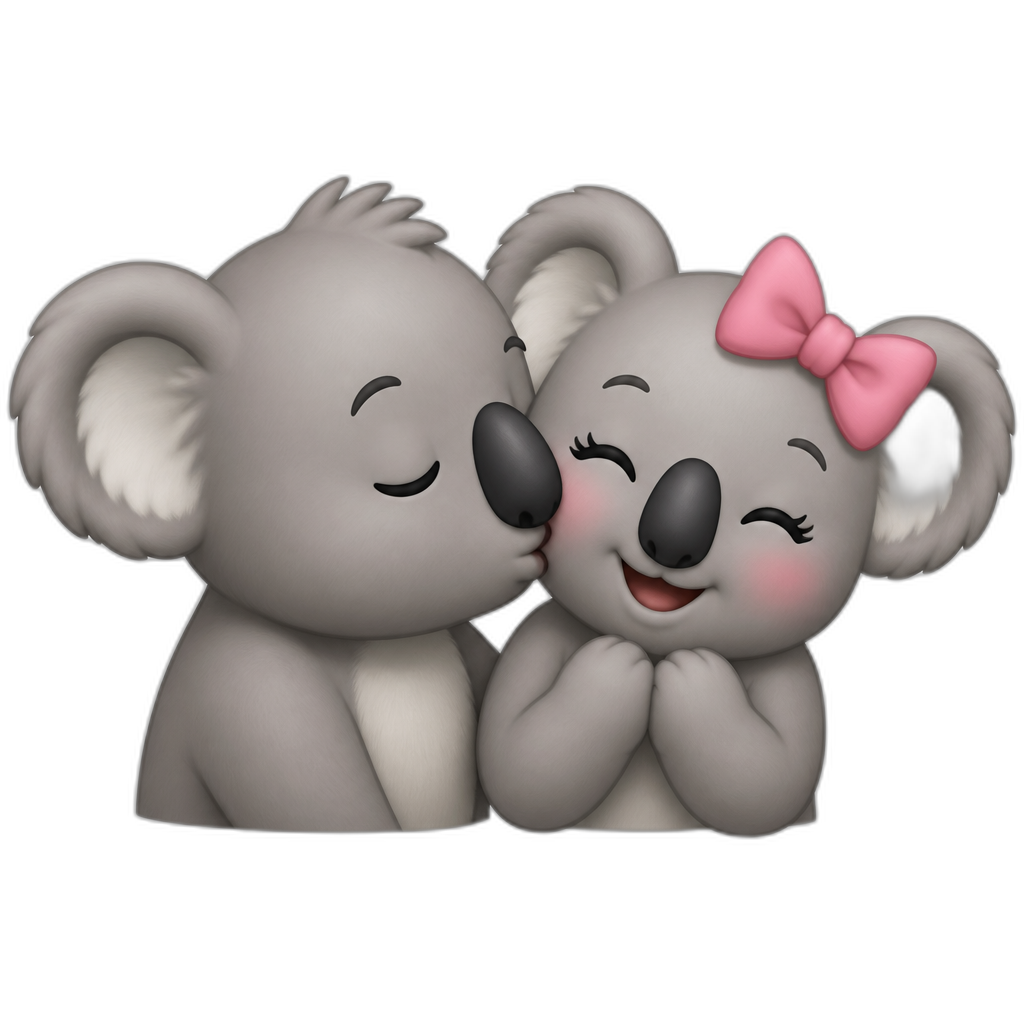 Male koala kissing female koala on cheek - AI generated emoji