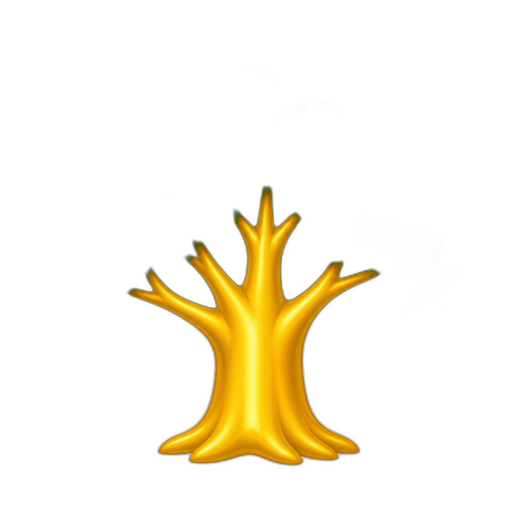 glorious tree with golden trunk and very bright green foliage; thick minimal flat - AI generated emoji