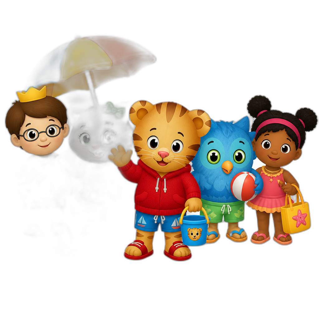 Daniel Tiger and his friends go to the beach - AI generated emoji