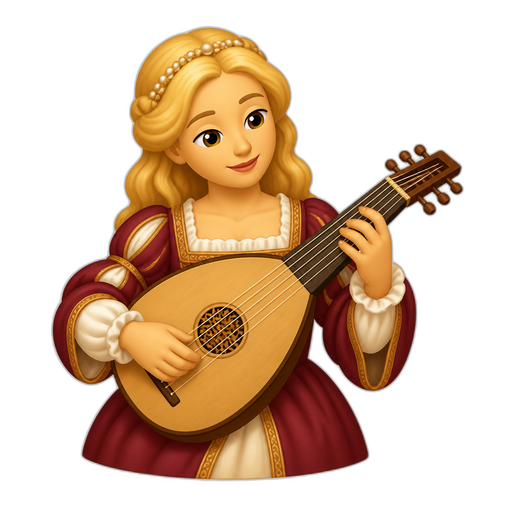 blonde woman in renaissance dress playing lute - AI generated emoji