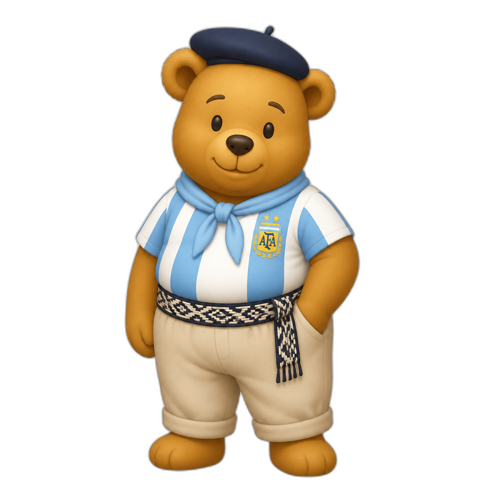 stereotypical argentina anthro Teddy Bear, full body. winnie the pooh styled, different fur color - AI generated emoji