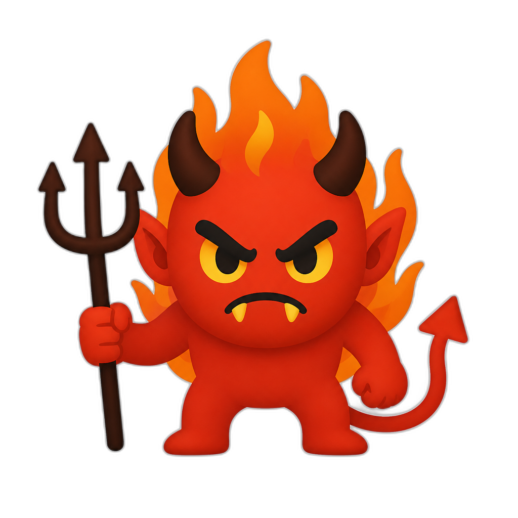 fire demon, flat thick minimal style - AI generated emoji