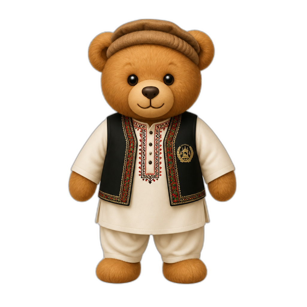Afghanistan standing Teddy Bear, different fur color. - AI generated emoji
