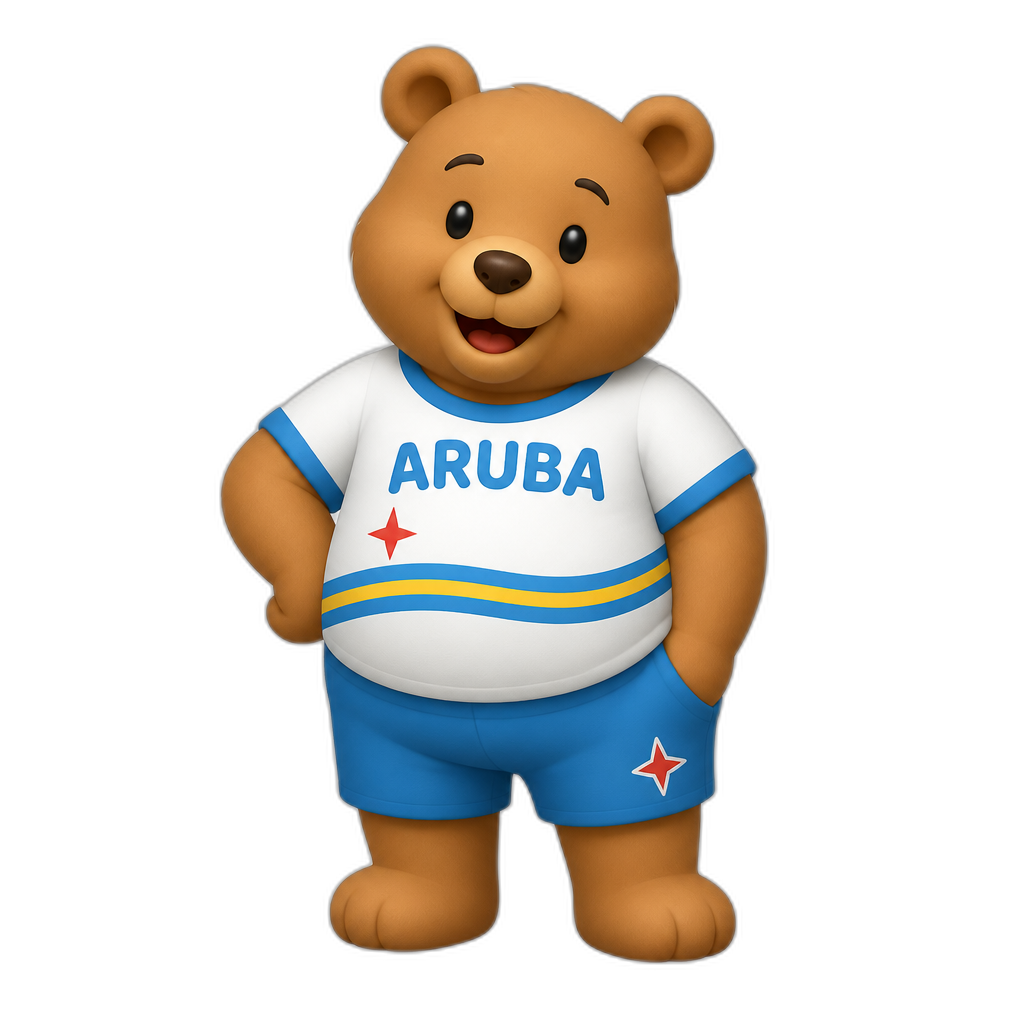 stereotypical Aruba anthro Teddy Bear, full body. winnie the pooh styled, different fur color - AI generated emoji