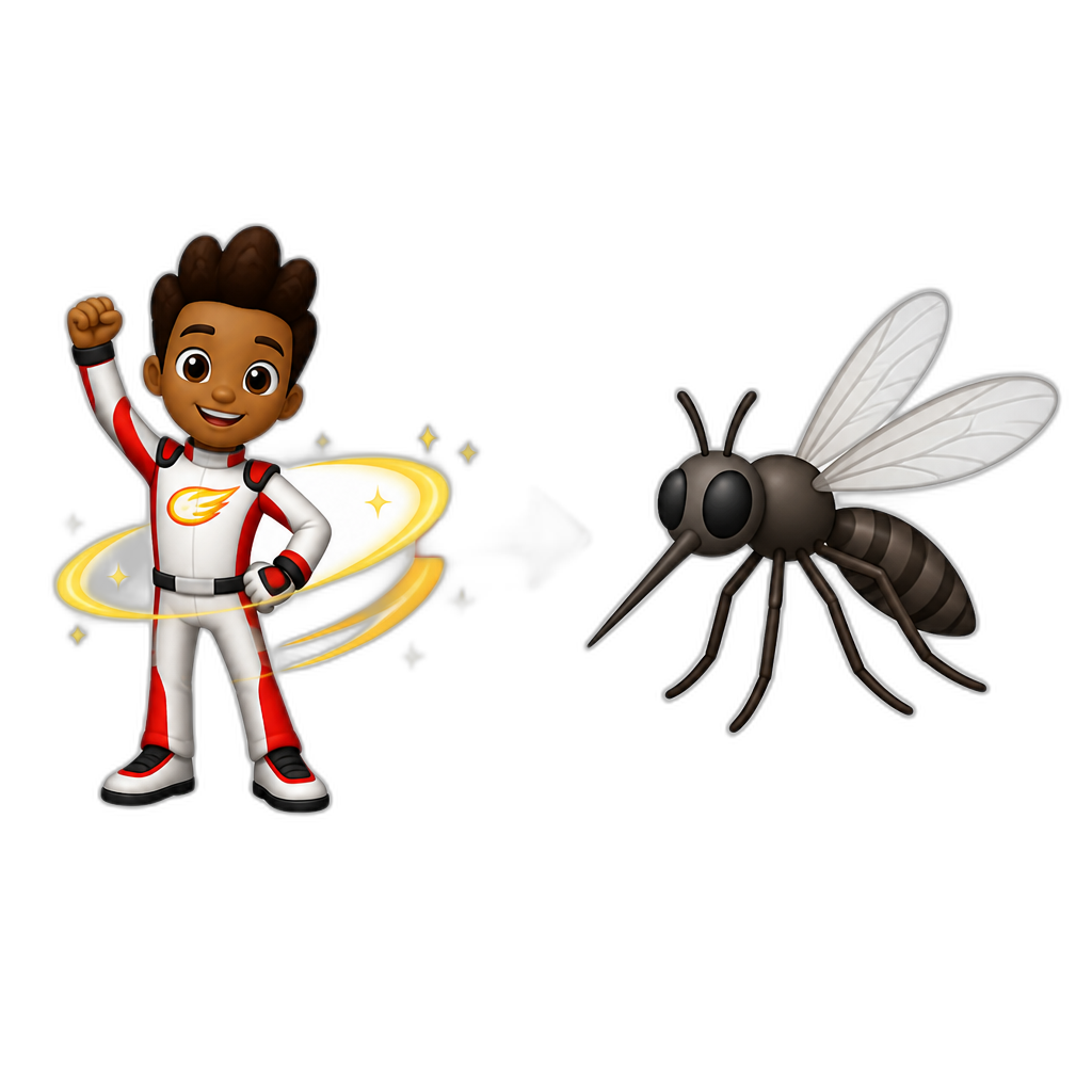 Person dares blaze from blaze and the monster machines to transform into a mosquito - AI generated emoji