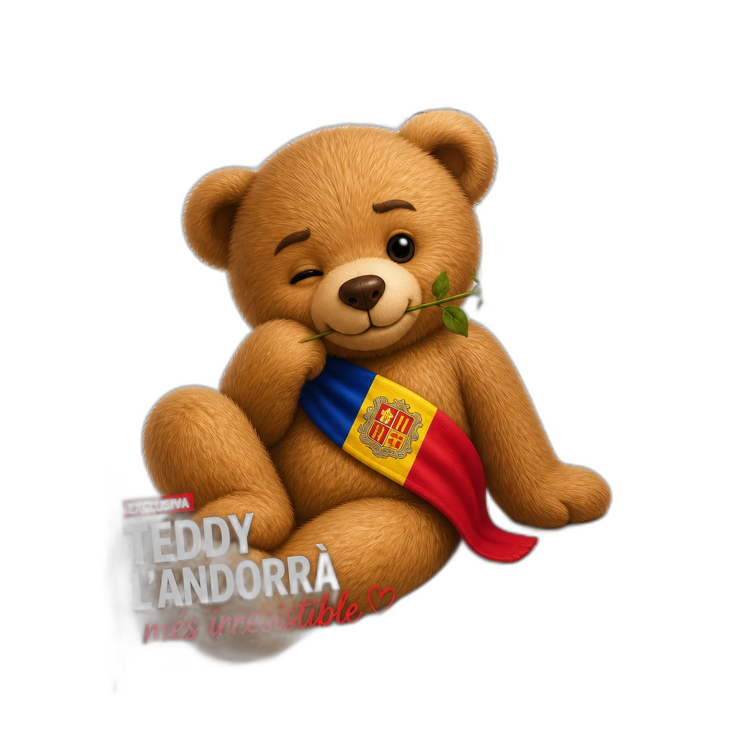 Create a Teddy bear who is a flirty Andorran on the magazine. different fur color - AI generated emoji