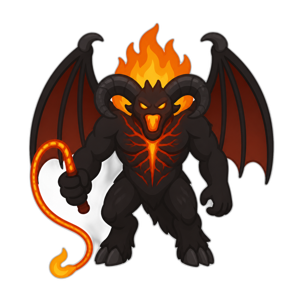epic balrog; flat thick minimal style, vertical - AI generated emoji