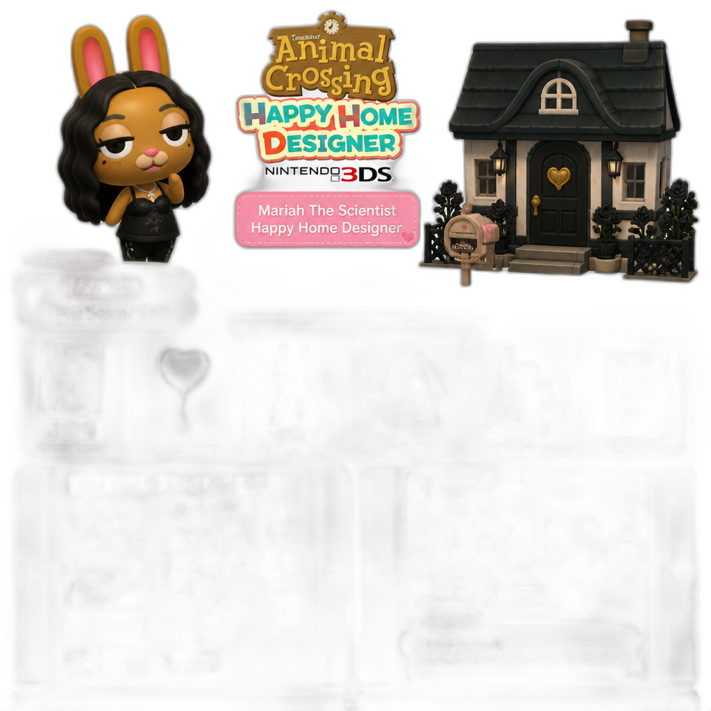 Mariah The Scientist as an Uchi Rabbit Villager in Animal Crossing: Happy Home Designer for the 3DS, showcasing her house, Mariah The Scientist themed aesthetics, 3DS gameplay footage - AI generated emoji