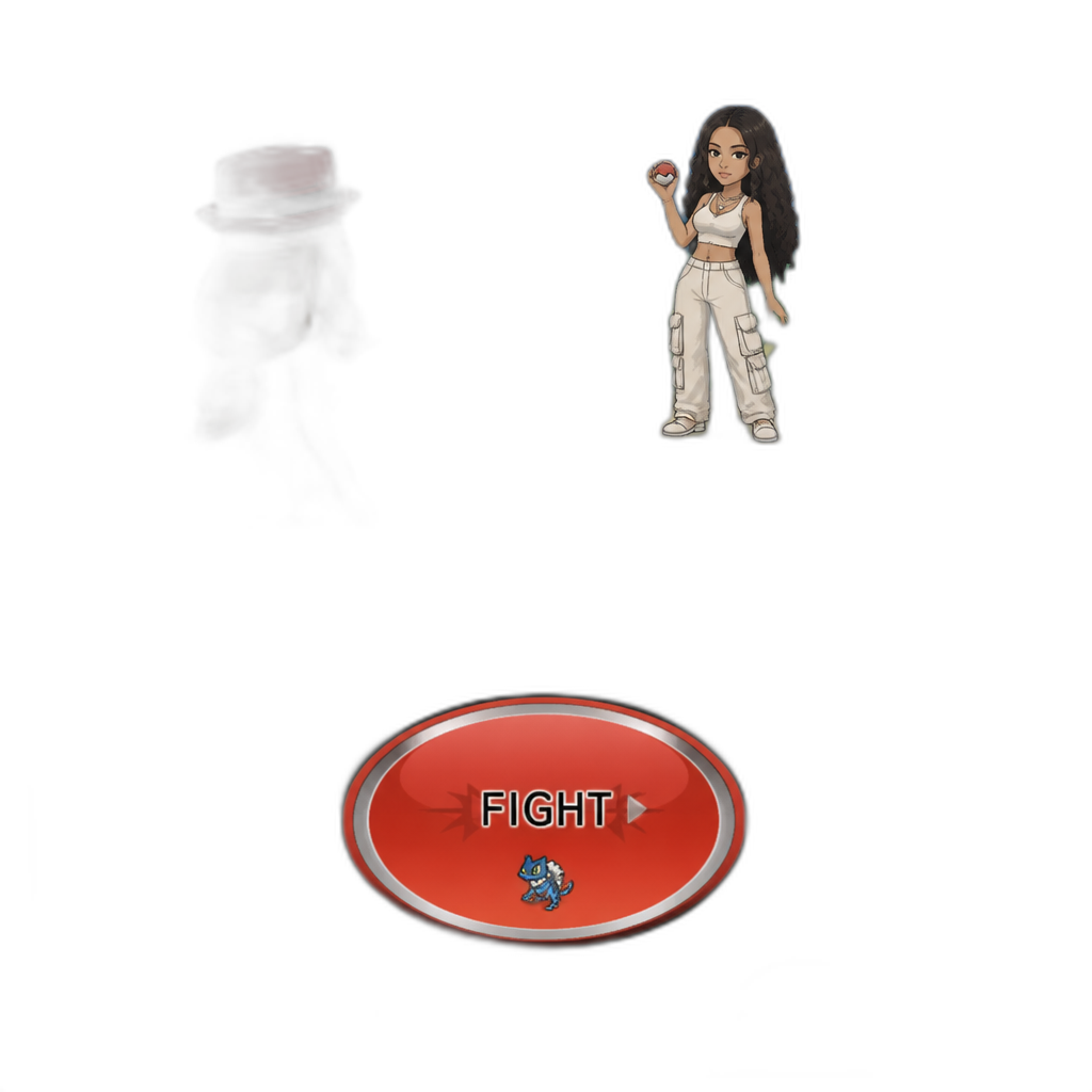 Mariah The Scientist as a Pokemon Trainer in Pokemon X, Nintendo 3DS, gameplay footage, Ken Sugimori art style, Serena vs Mariah - AI generated emoji