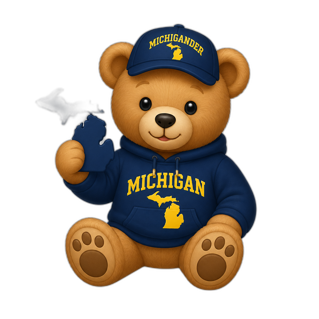 Create a Teddy bear who is a Michigander - AI generated emoji