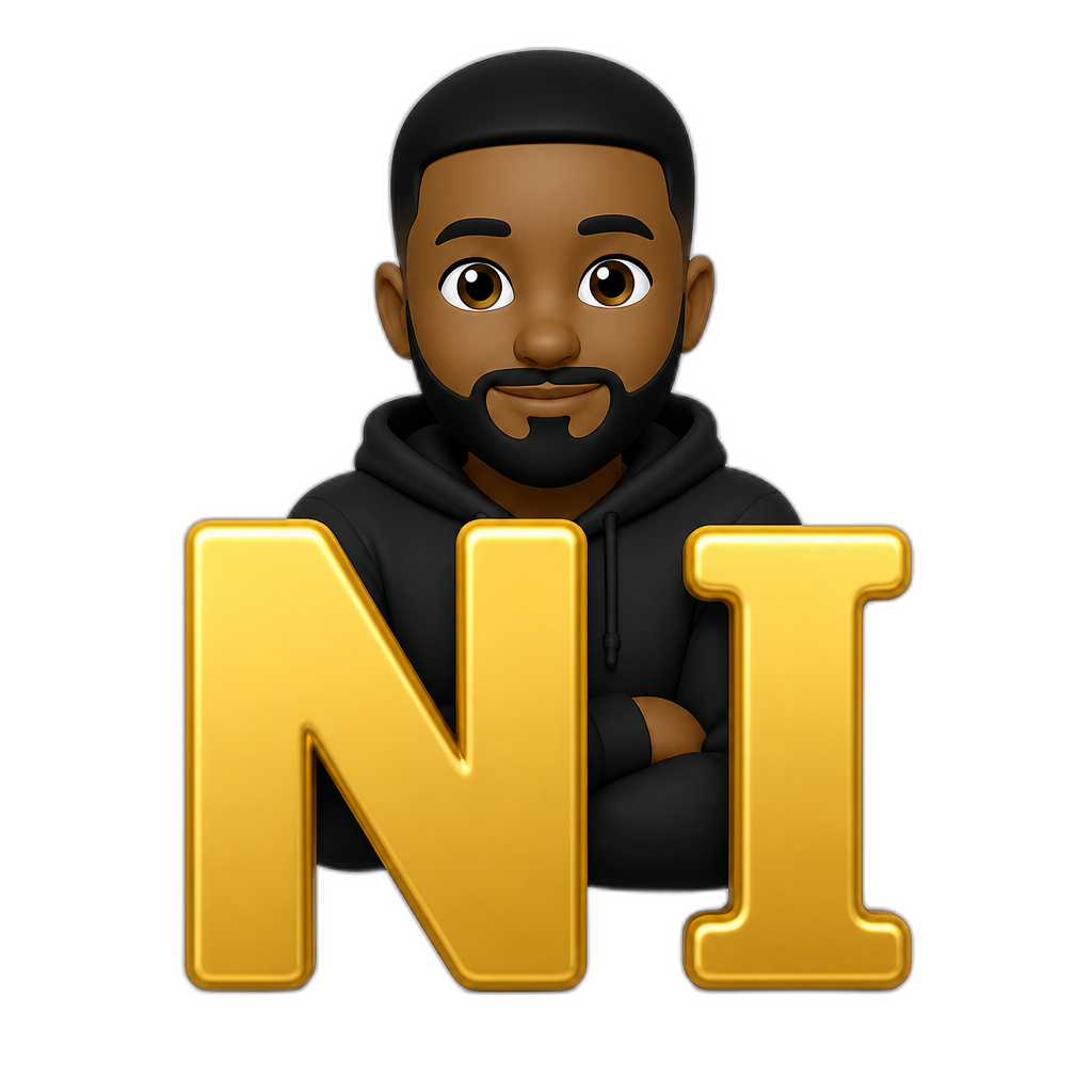 the letter N I with a black man behind them - AI generated emoji